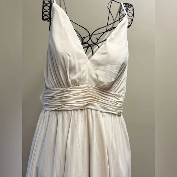 Kennedy Blue , Elegant Cream Maxi Dress with Ruched Detail - Picture 3 of 11